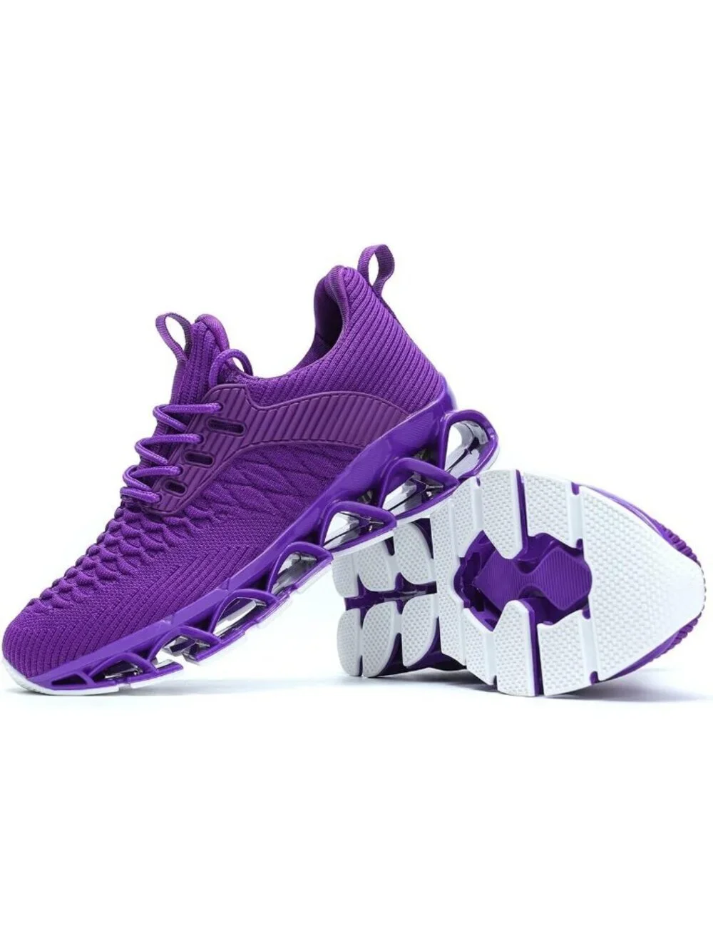 Women's Purple Blade Mesh Comfort Non Slip Athletic Slip on Soft Sneaker Shoes